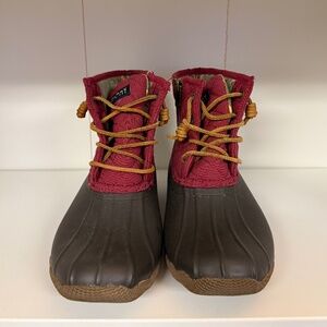 Women's Sperry Top siders waterproof rubber boots size 7 maroon